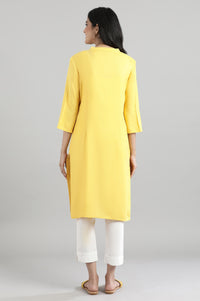 Yellow Embroidered Solid kurta