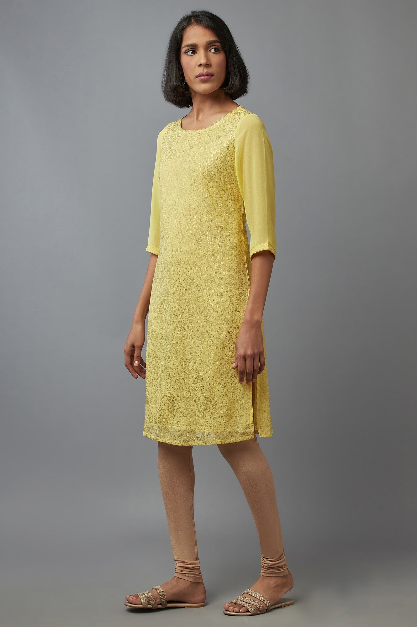 Yellow Printed kurta