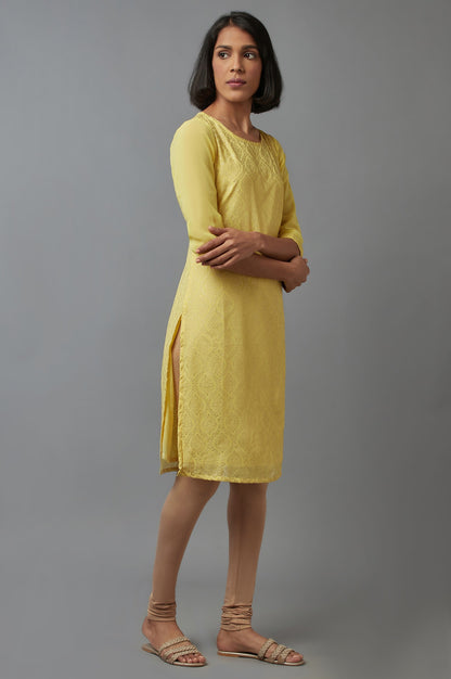 Yellow Printed kurta