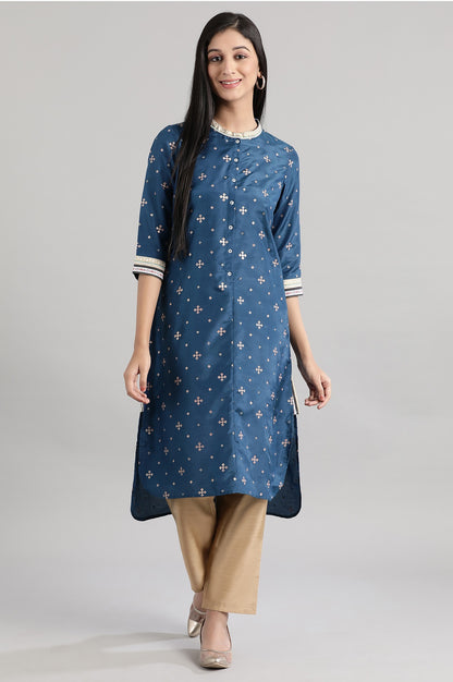 Gibraltar Blue Printed kurta