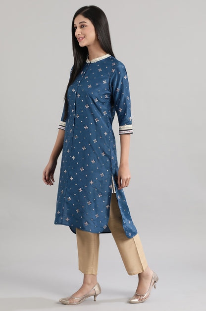 Gibraltar Blue Printed kurta