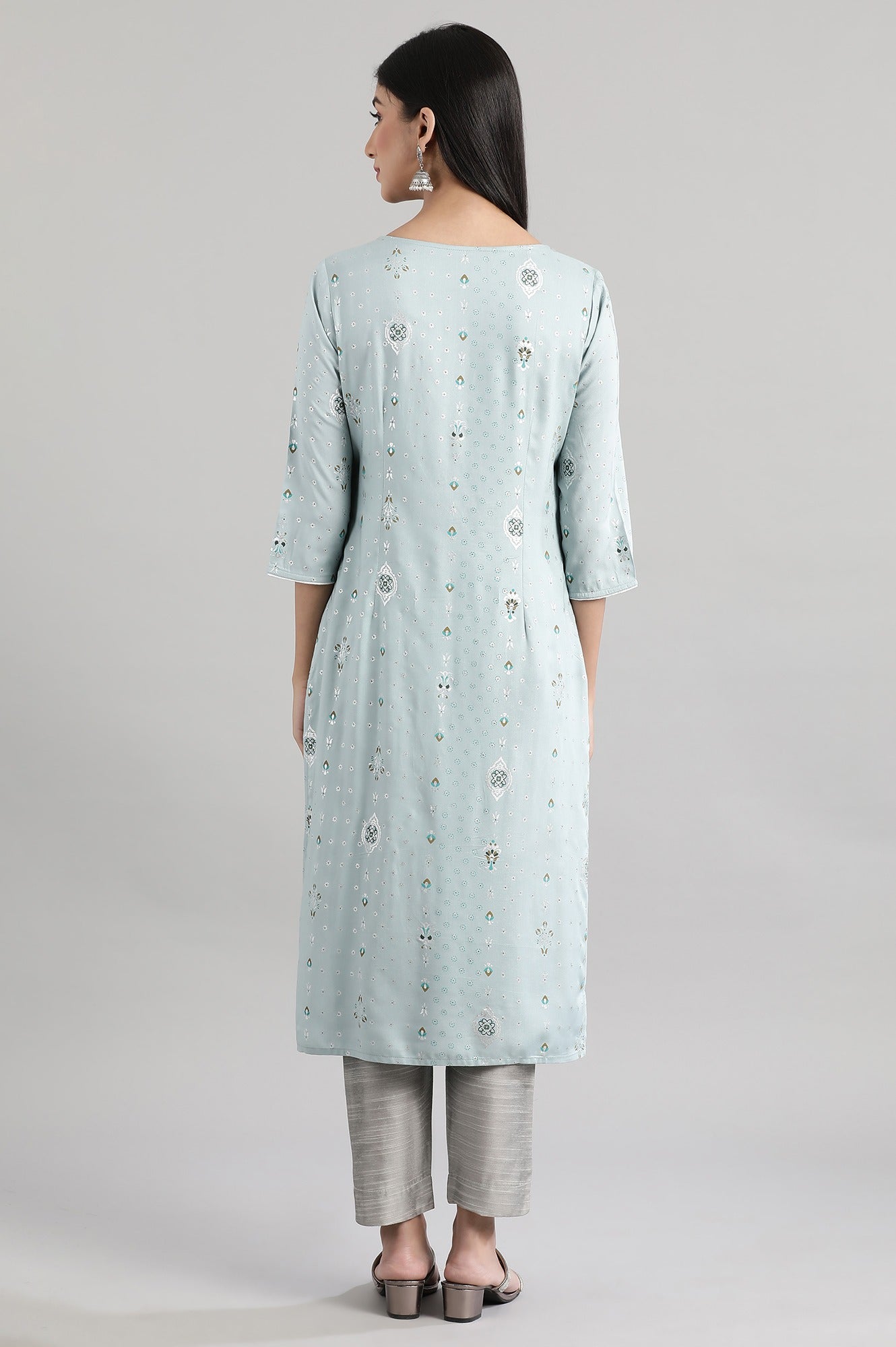 Cloud Blue Printed Sequin kurta