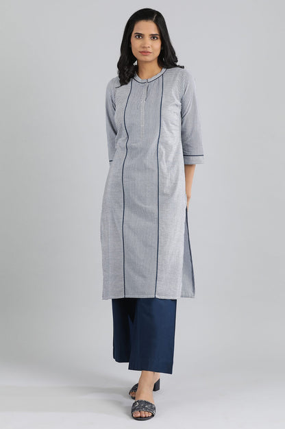 Ensign Blue Printed kurta- Palazzo Set