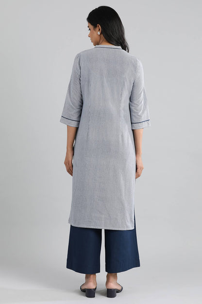 Ensign Blue Printed kurta- Palazzo Set