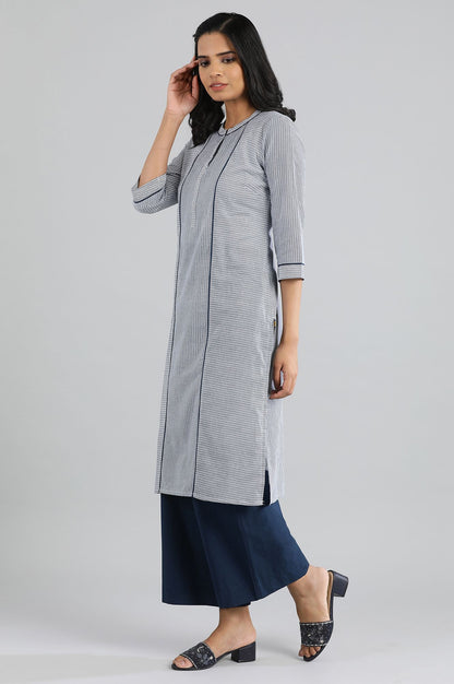 Ensign Blue Printed kurta- Palazzo Set