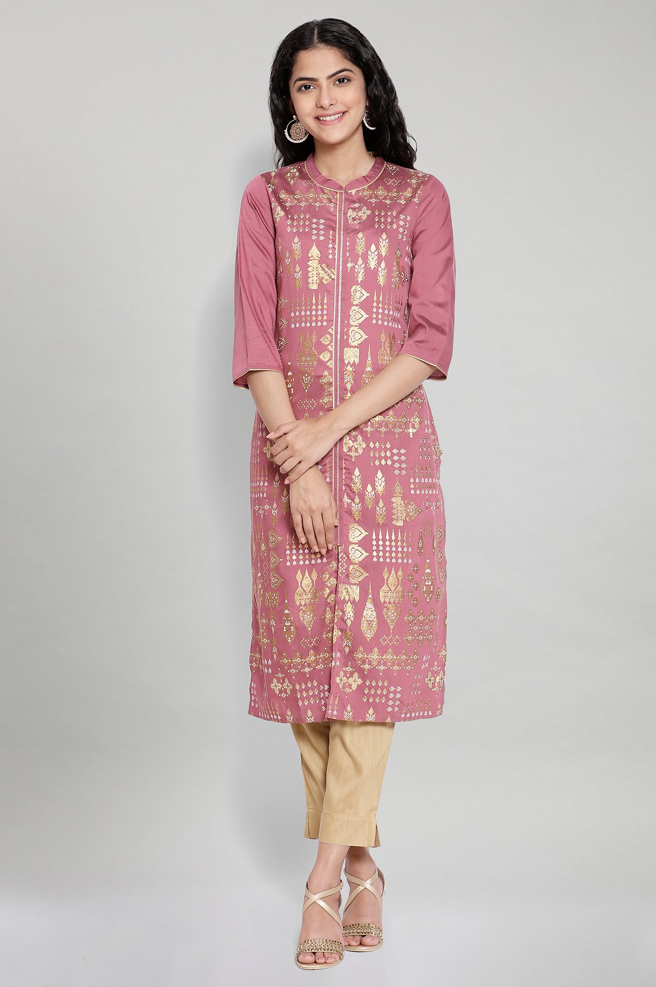 Mauve Foil Print kurta