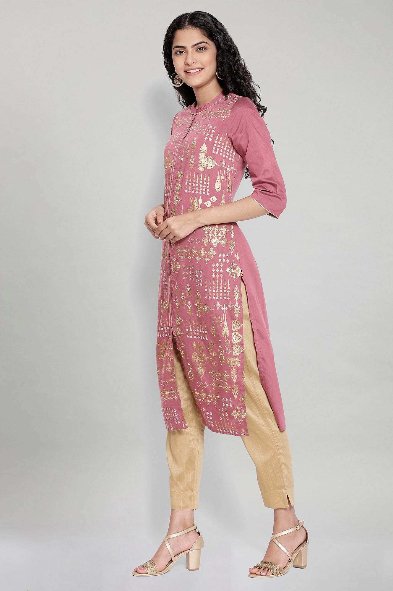 Mauve Foil Print kurta