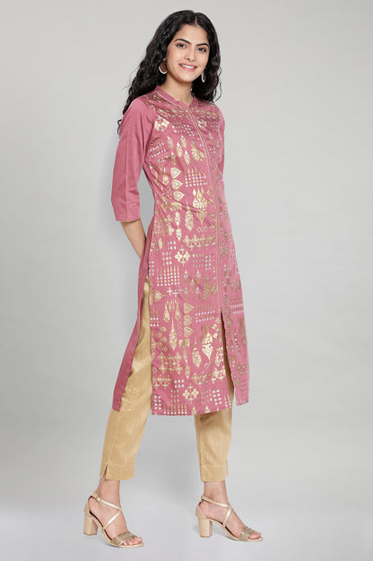 Mauve Foil Print kurta