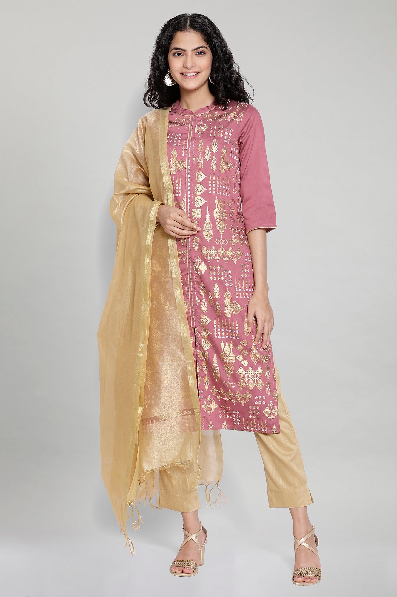 Mauve Foil Print kurta