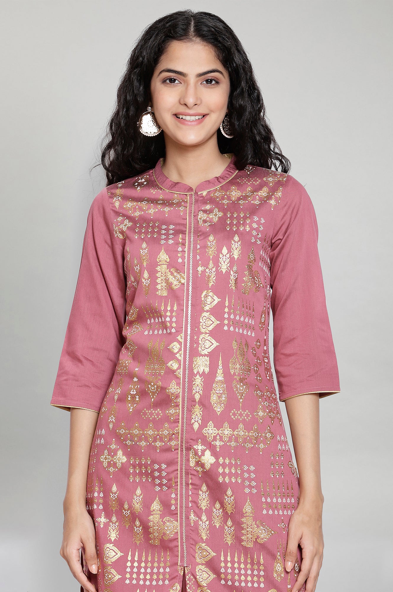 Mauve Foil Print kurta