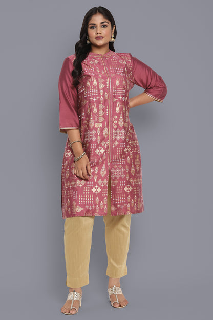 Mauve Foil Print kurta