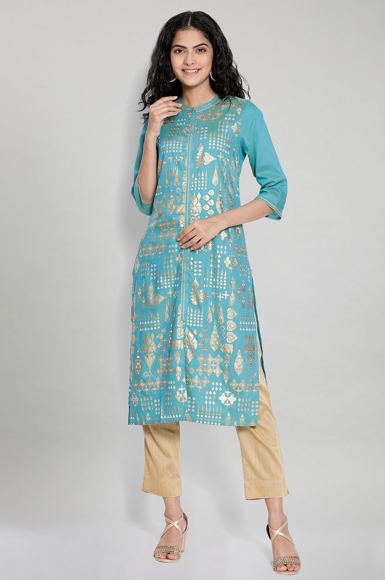 Blue Foil Print kurta