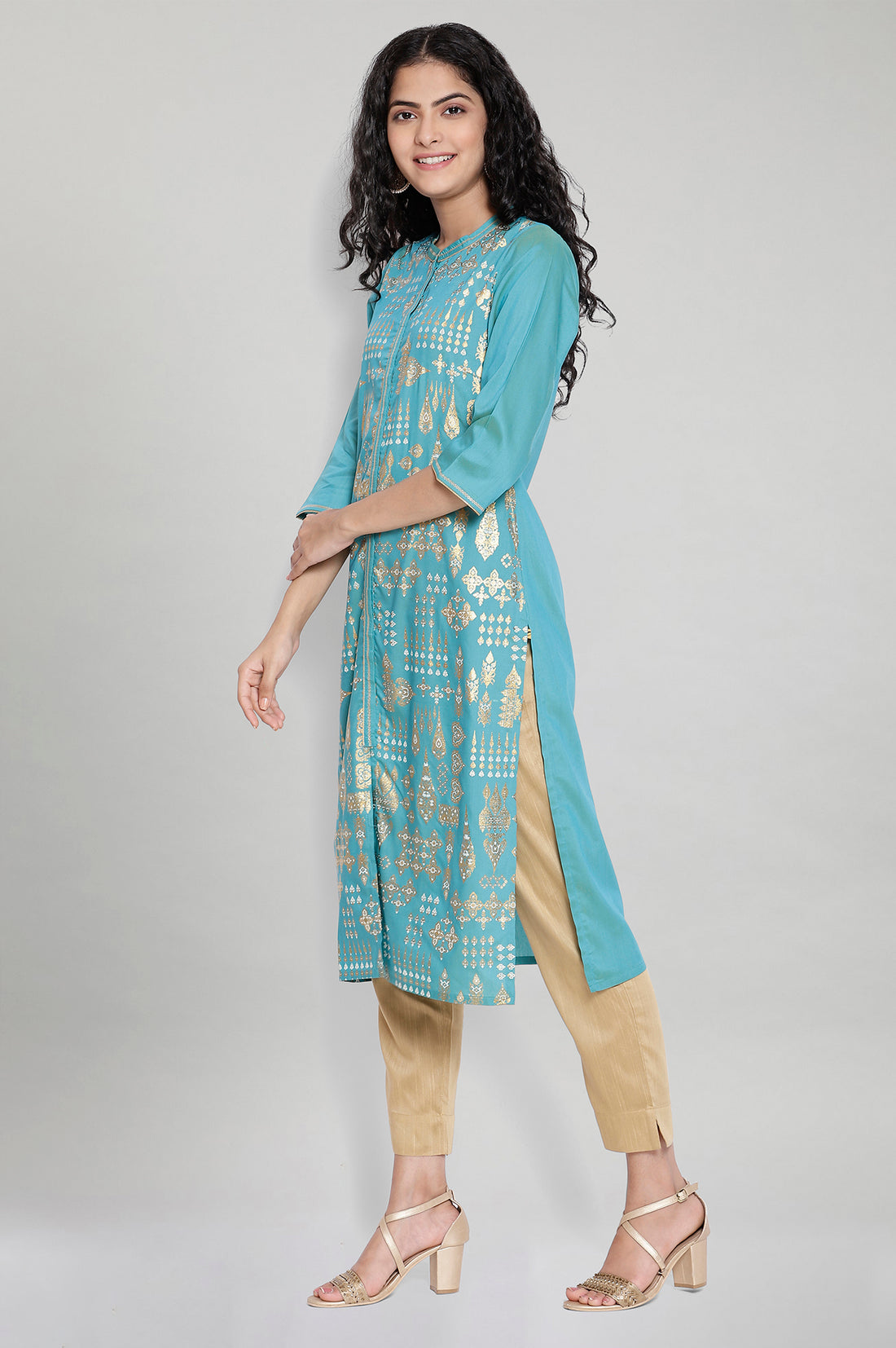Blue Foil Print kurta