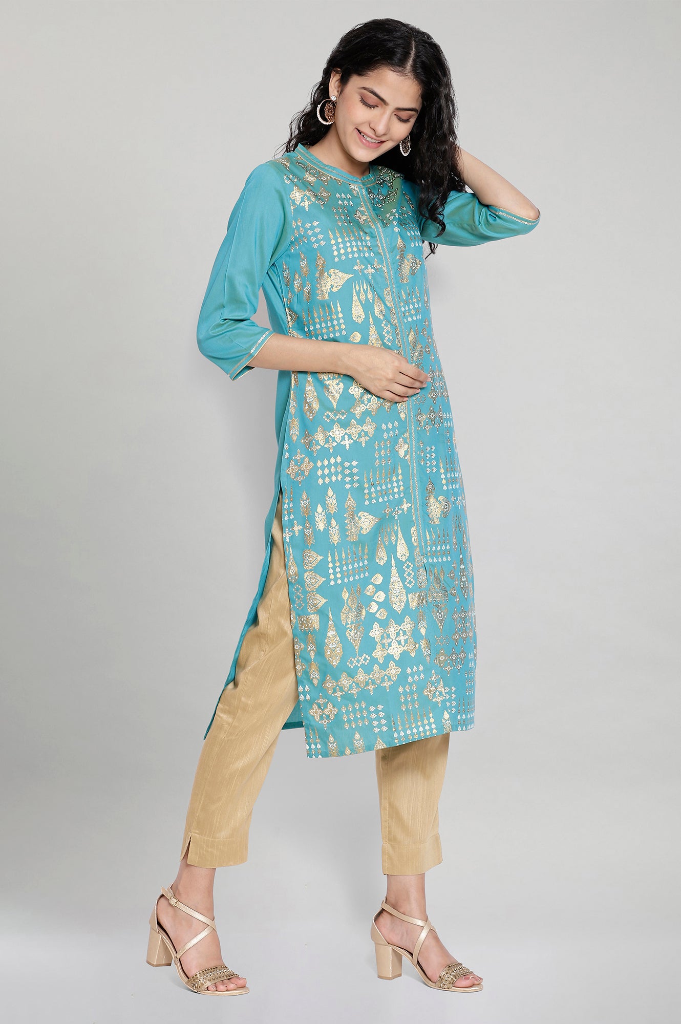 Blue Foil Print kurta