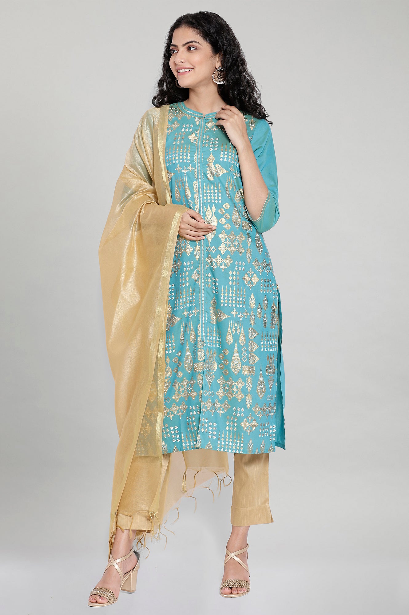 Blue Foil Print kurta