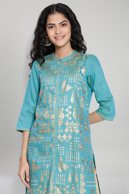 Blue Foil Print kurta