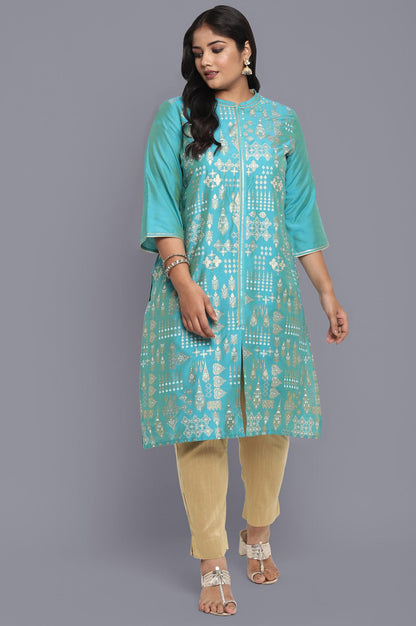 Blue Foil Print kurta