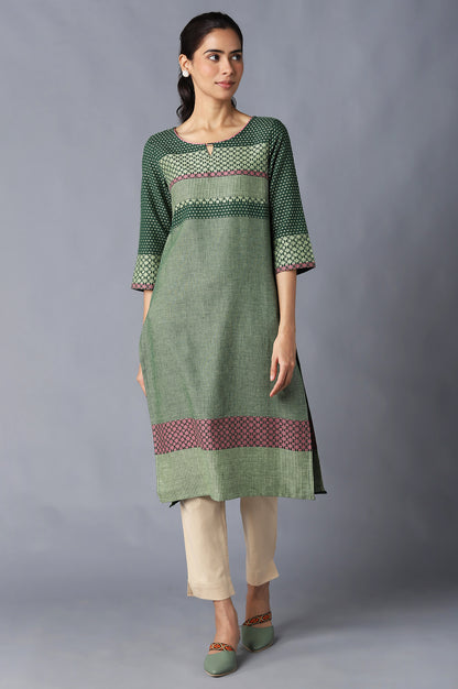 Green Dobby Ethnic kurta