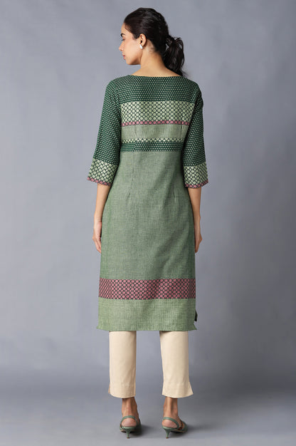 Green Dobby Ethnic kurta