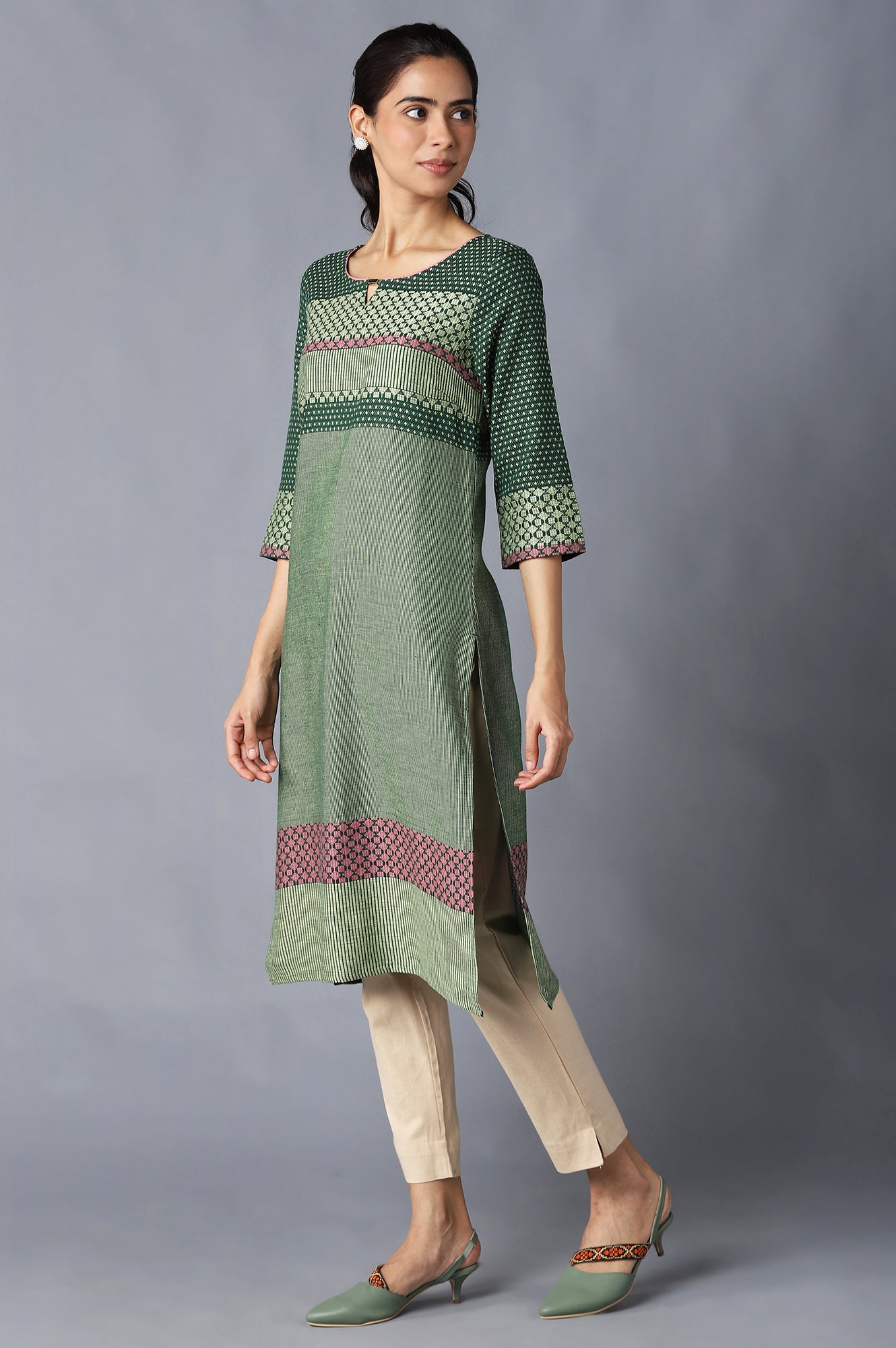 Green Dobby Ethnic kurta