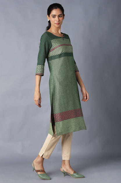 Green Dobby Ethnic kurta