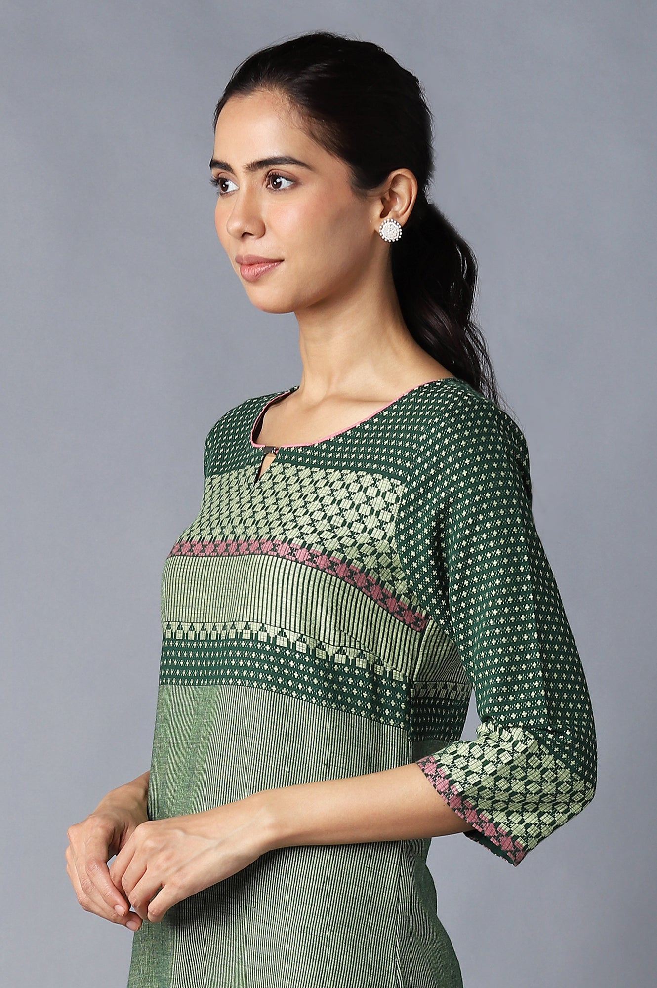 Green Dobby Ethnic kurta