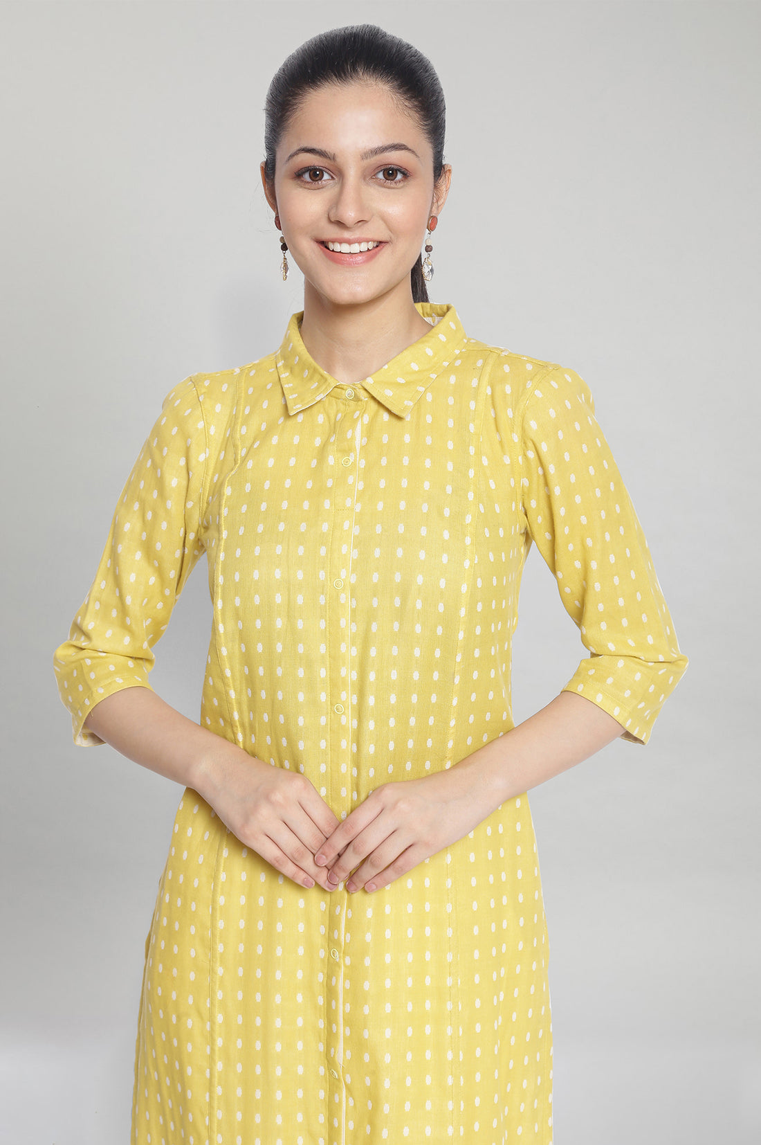 Yellow Pure Cotton Straight Kurta and Trouser Set