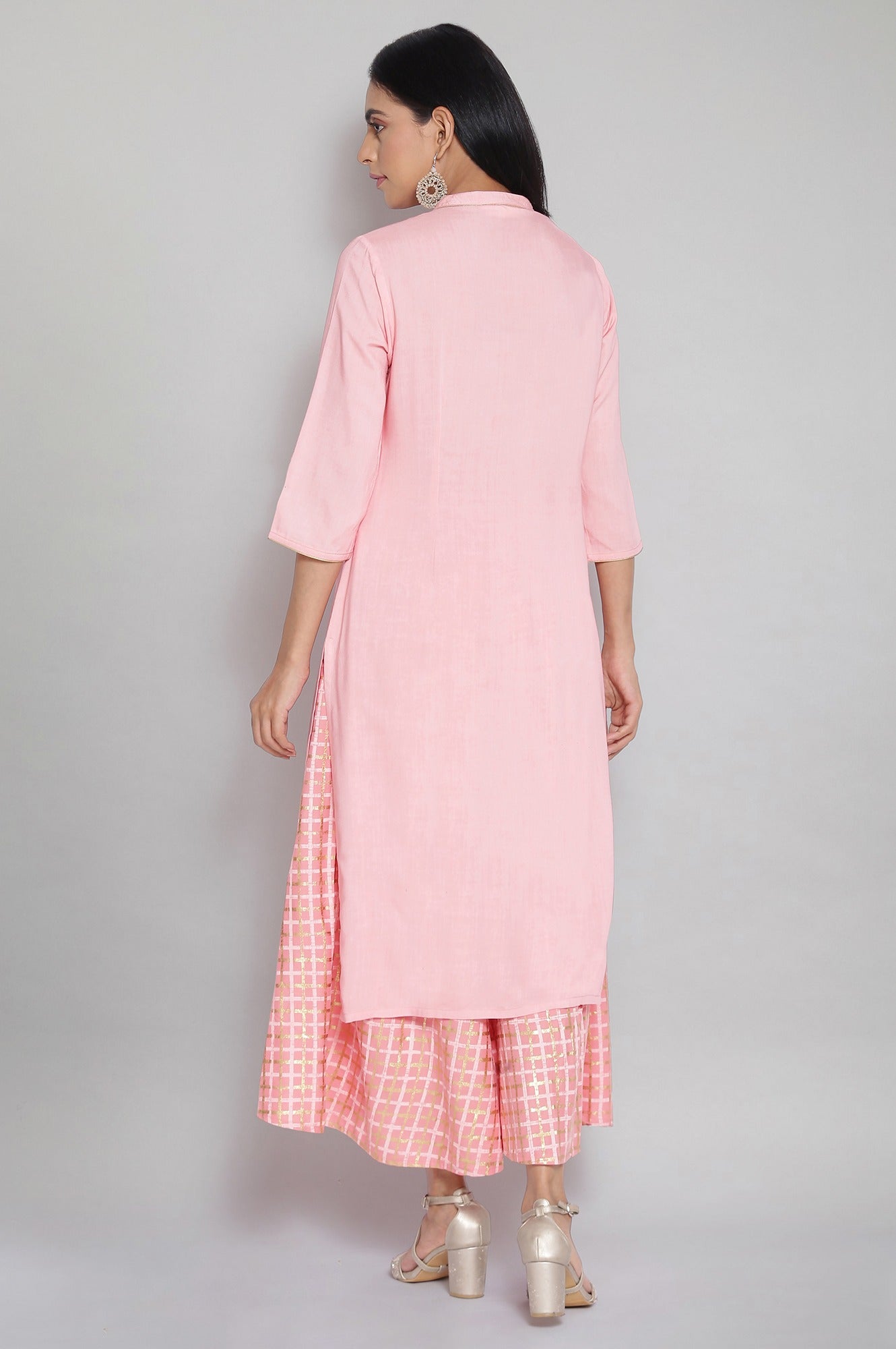 Pink Zari Embroidered kurta