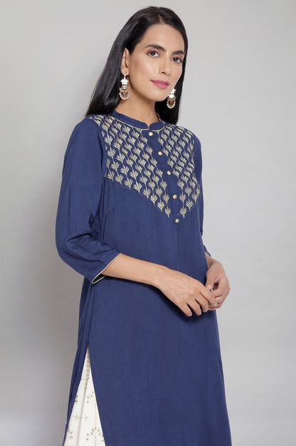 Blue Zari Embroidered kurta