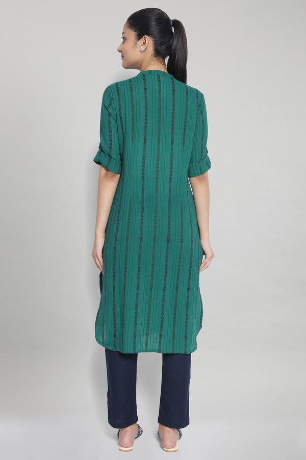 Green Printed Ethnic kurta