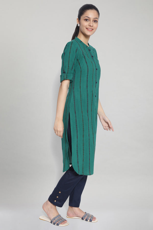 Green Printed Ethnic kurta