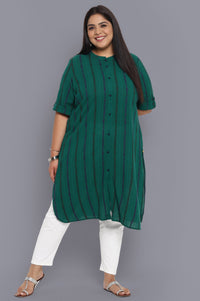 Green Printed Ethnic kurta