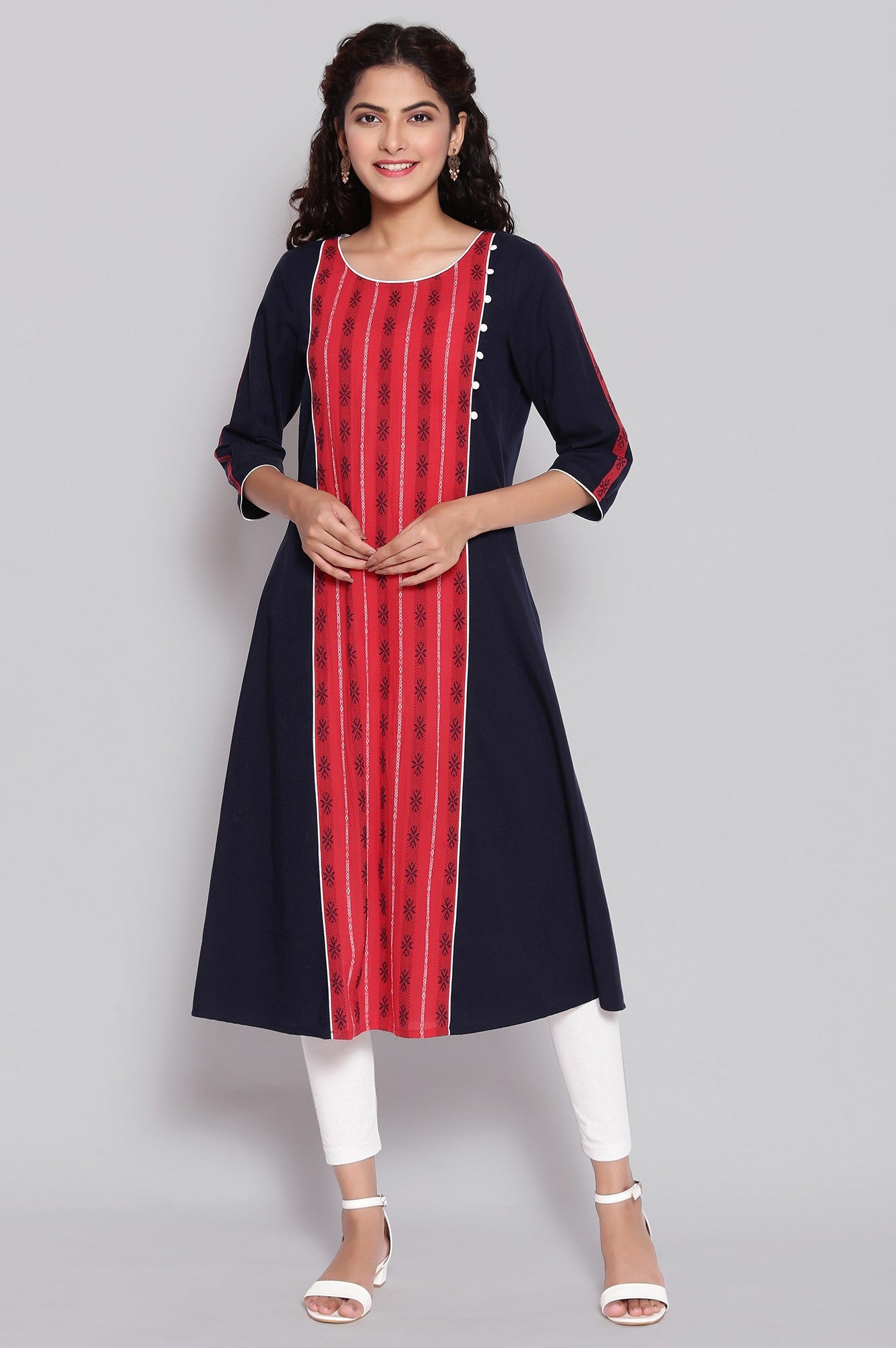 Navy and Red Ethnic kurta