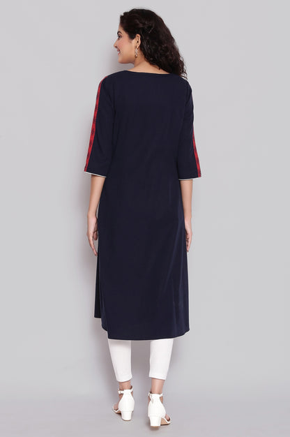 Navy and Red Ethnic kurta