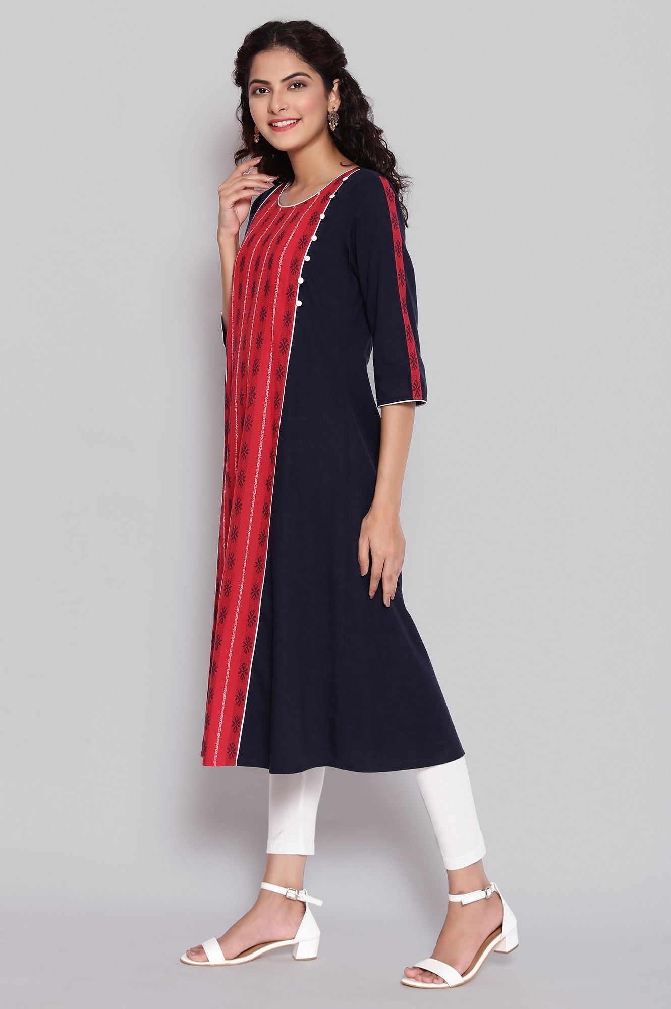 Navy and Red Ethnic kurta