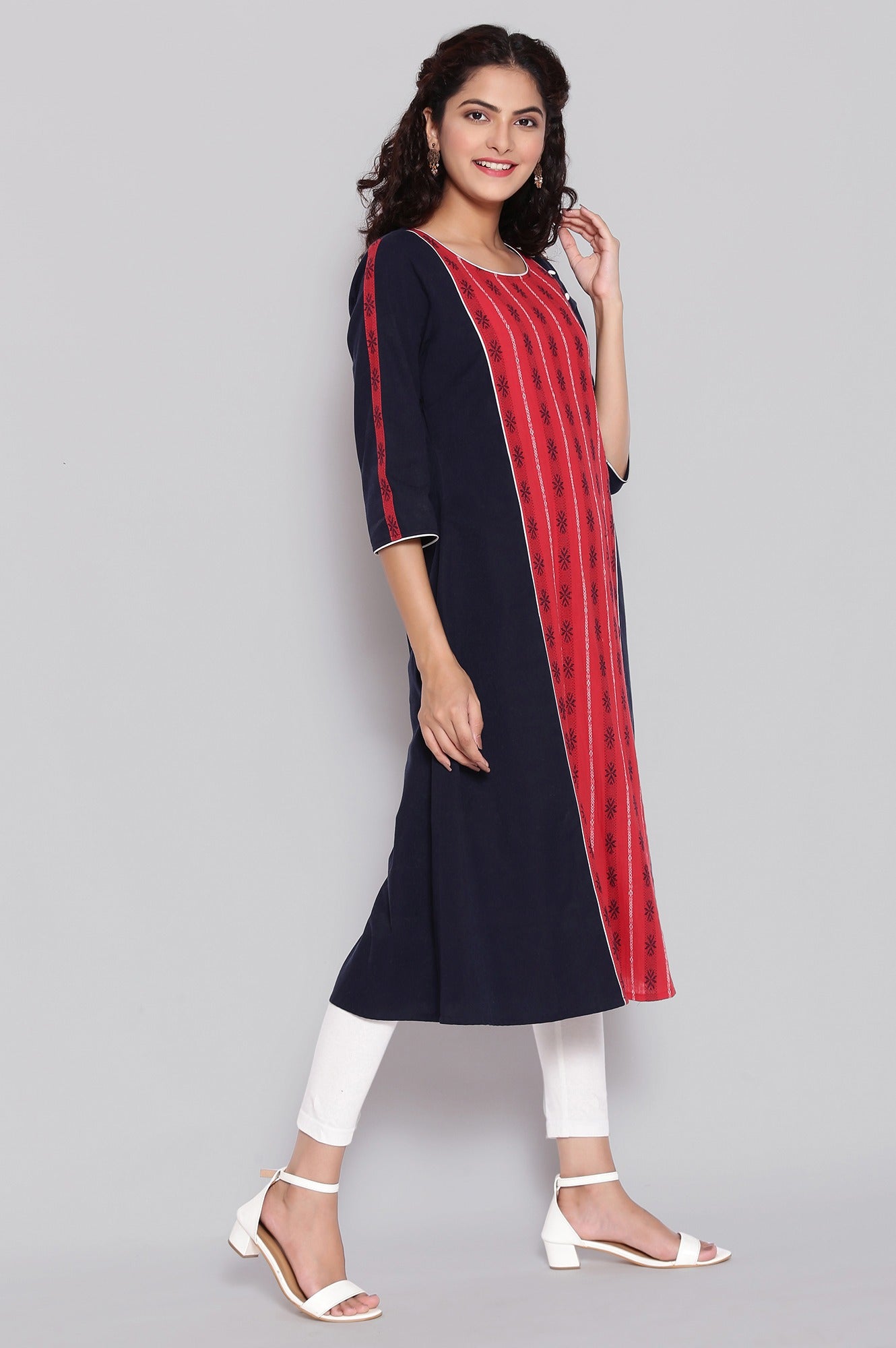 Navy and Red Ethnic kurta