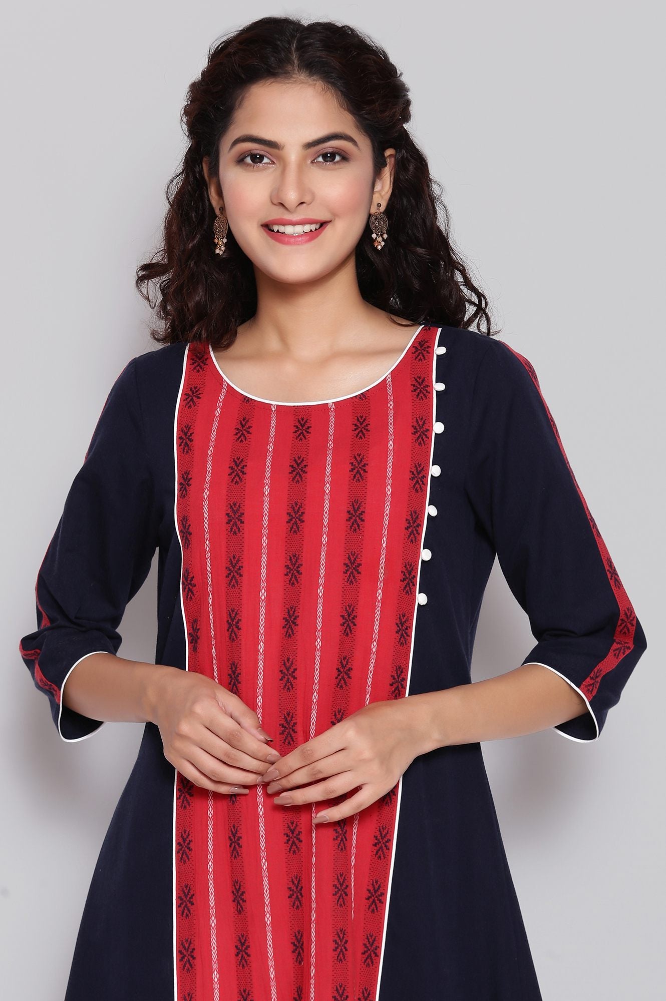 Navy and Red Ethnic kurta