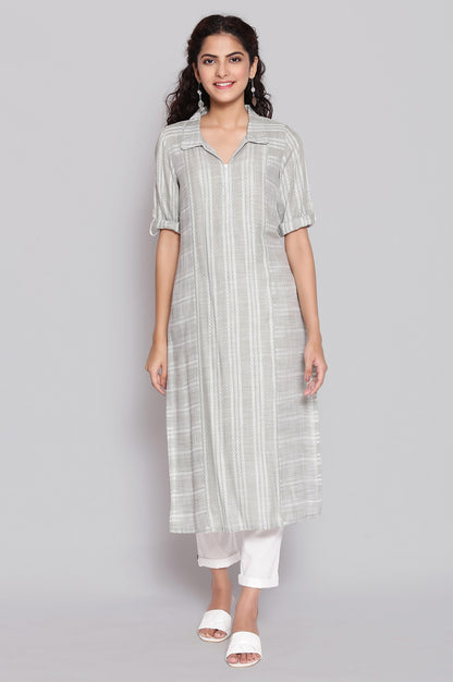 Green Cotton Shirt Collar Straight kurta