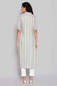 Green Cotton Shirt Collar Straight kurta