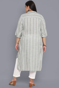 Green Cotton Shirt Collar Straight kurta
