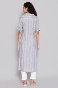 Dusty Blue Shirt Collar Straight kurta