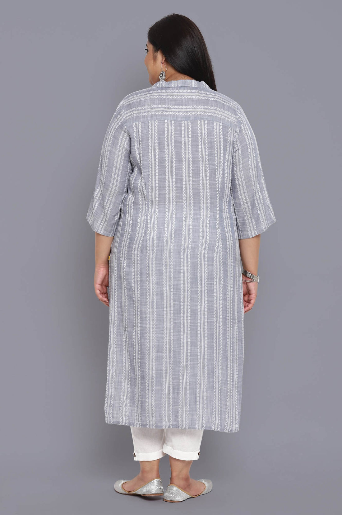 Dusty Blue Shirt Collar Straight kurta