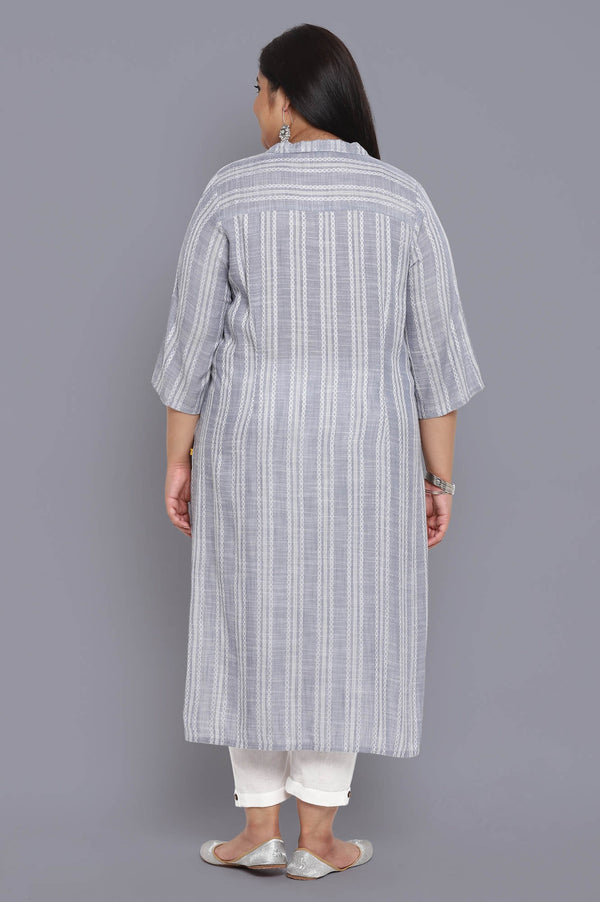 Dusty Blue Shirt Collar Straight kurta