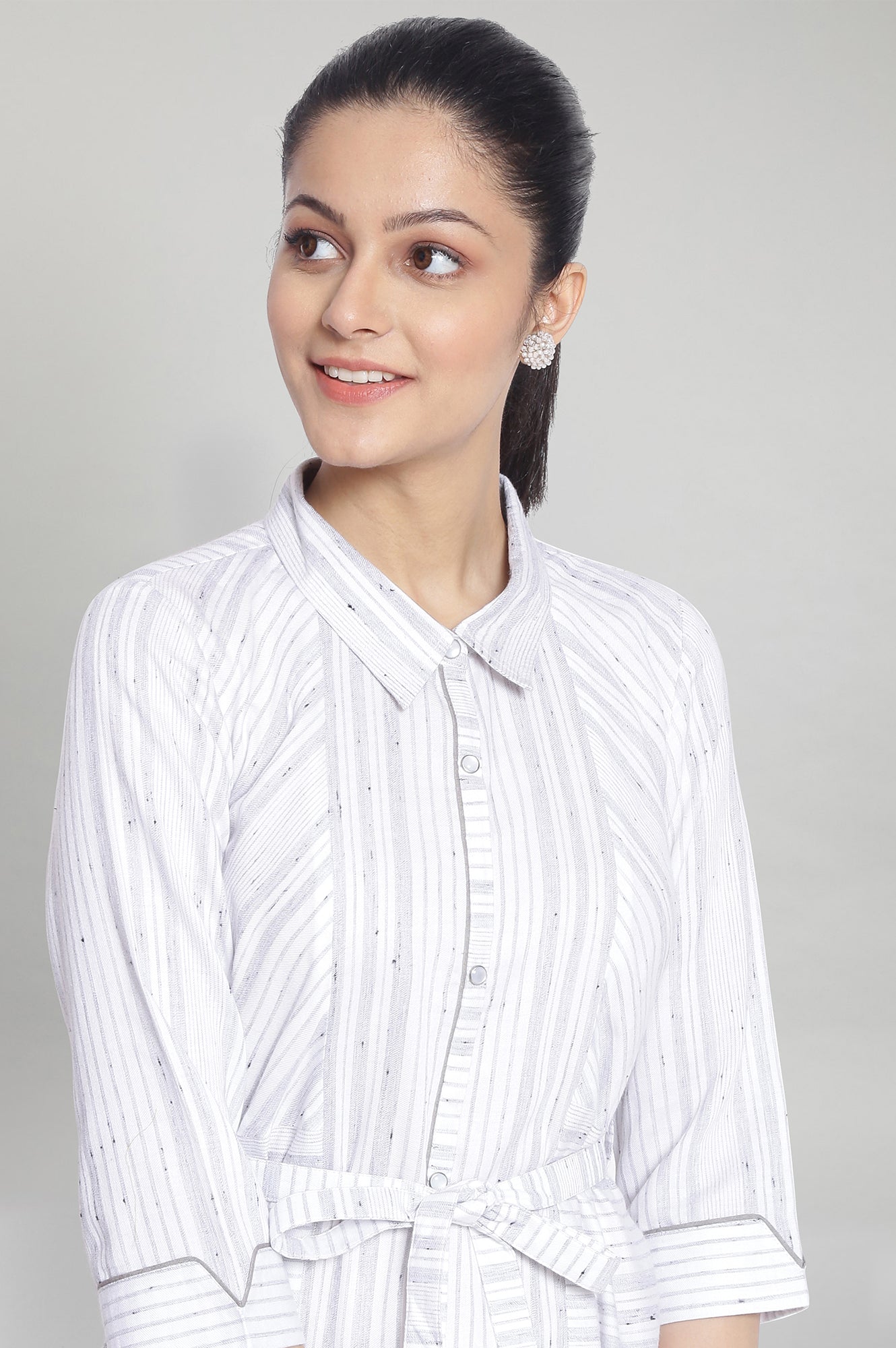 White Collar Neck Printed kurta