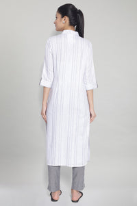 White Shirt Collar Printed kurta