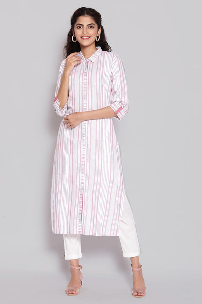 Onion Pink Shirt Collar Straight kurta