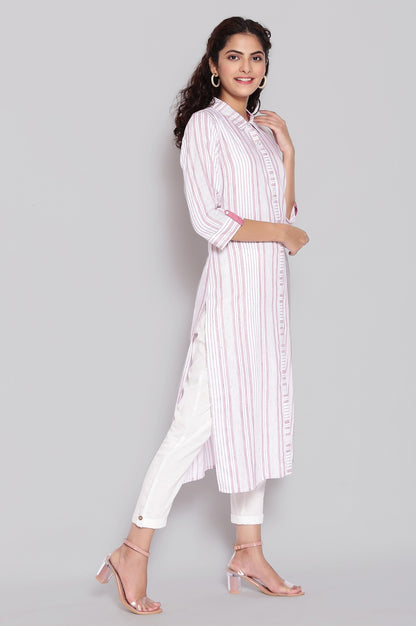 Onion Pink Shirt Collar Straight kurta