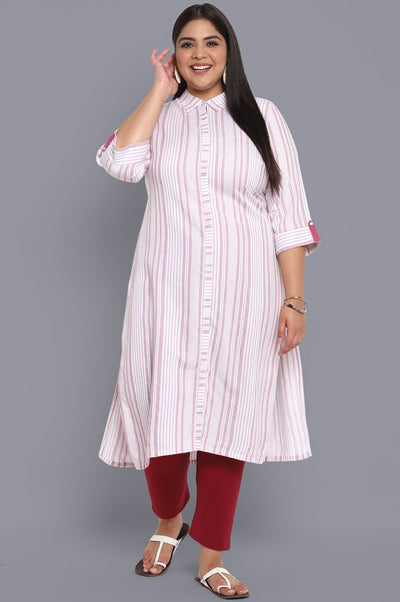 Onion Pink Shirt Collar Straight kurta