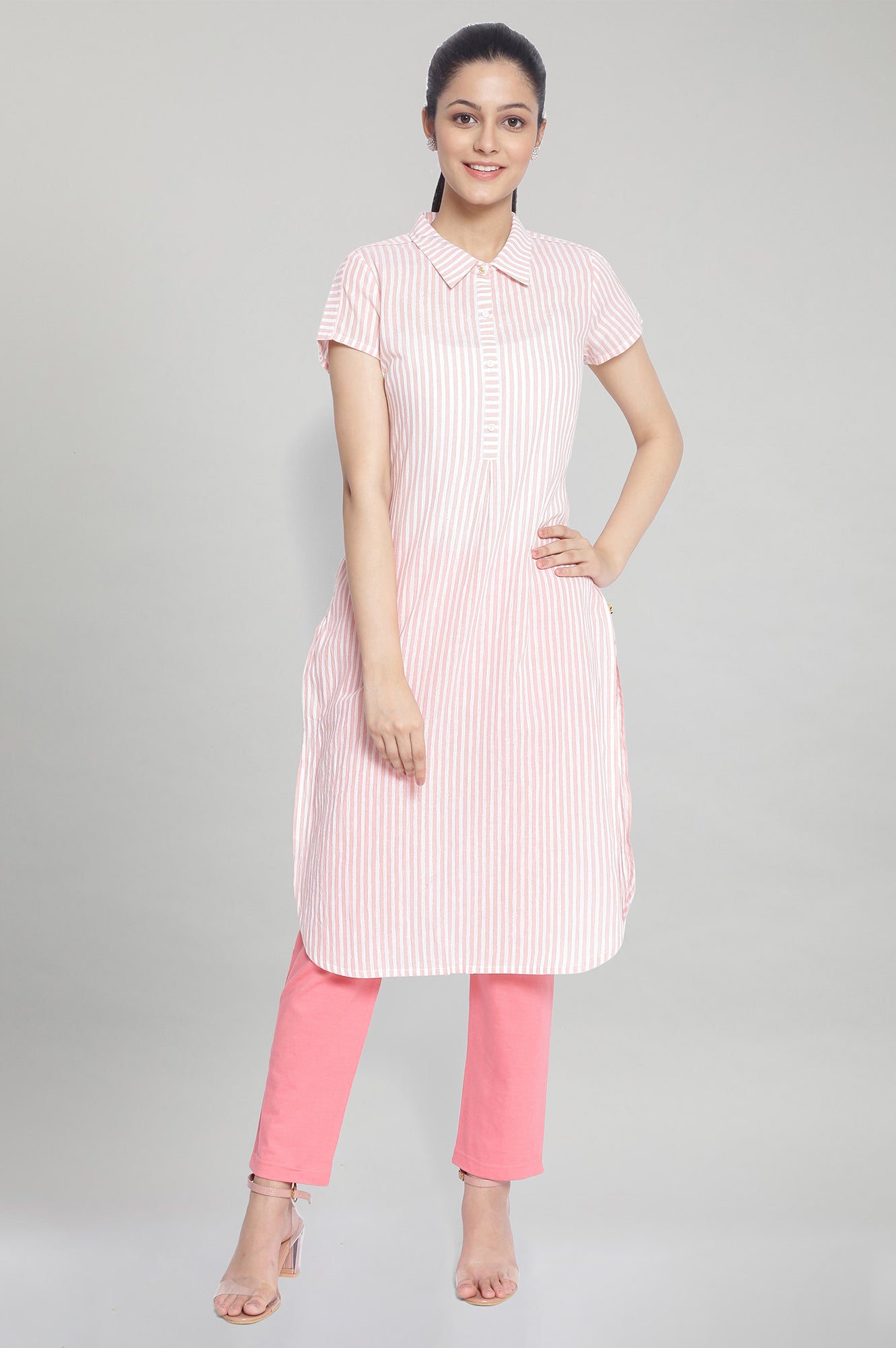 Peach Collar Neck kurta