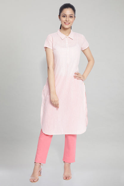 Peach Collar Neck kurta